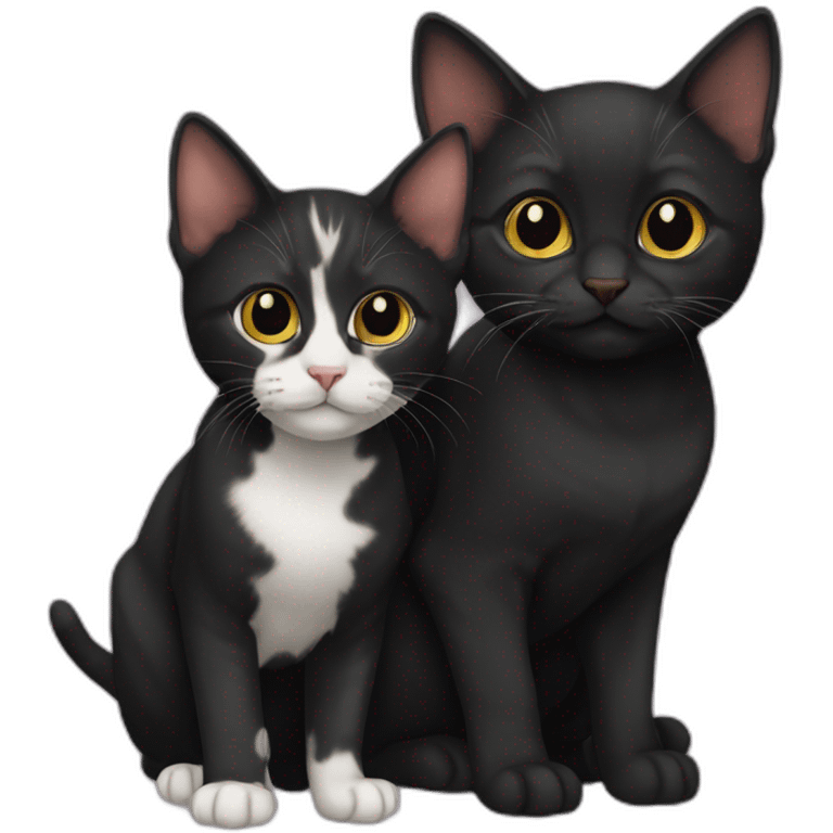 two-cats-bengali-cat-cat-black-kitten-together emoji