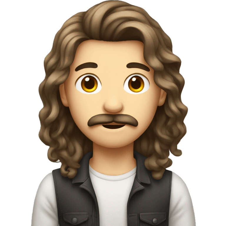 teenage boy with moustache and long hair emoji