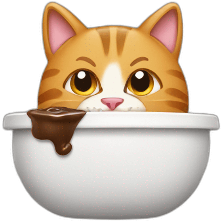 cat eatting a poop emoji