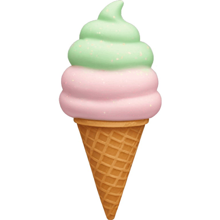 light pink ice cream cone with light green sprinkles  emoji