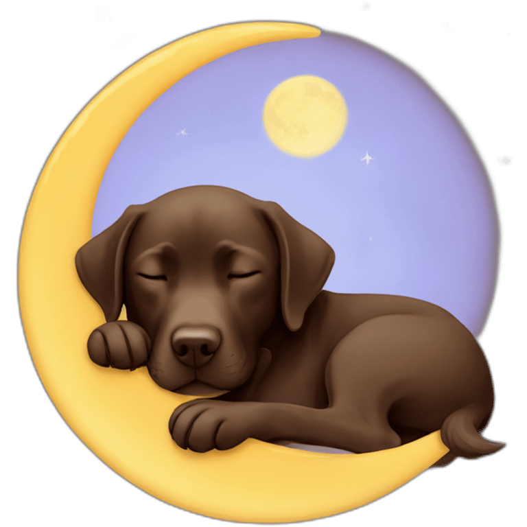 Labrador chocolate sleeping with moon emoji