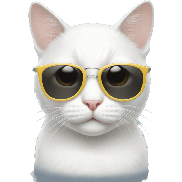 White cat with sunglasses emoji