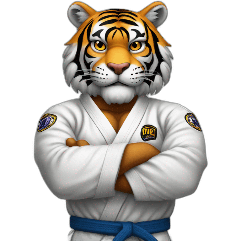 Tiger with evil face   jiu jitsu with his arms crossed emoji