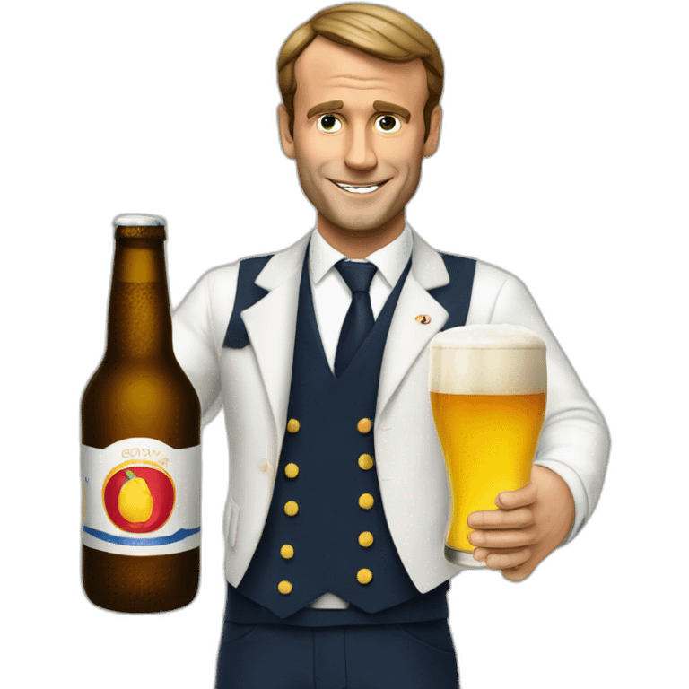 Macron avec une biere emoji