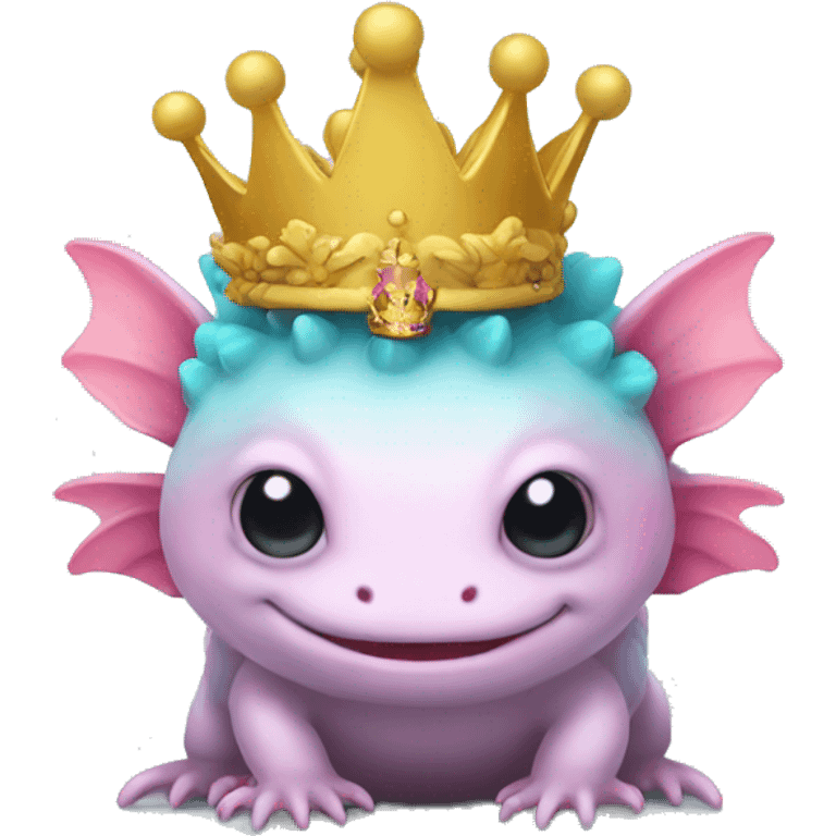 Rainbow axolotl with a crown emoji