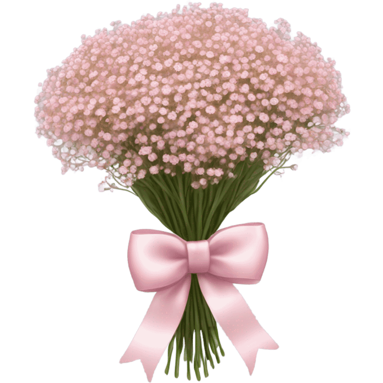 pink babies breath bouquet with bow around it emoji