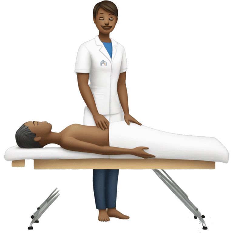 massage therapist standingover client on table emoji