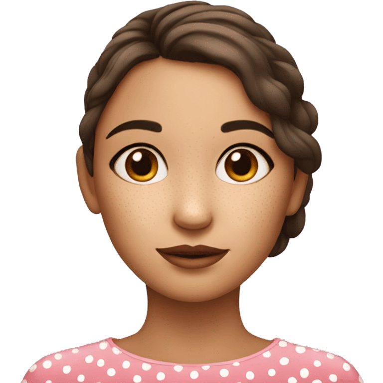 Girl with dots from cheekbones to nose on both sides of face emoji