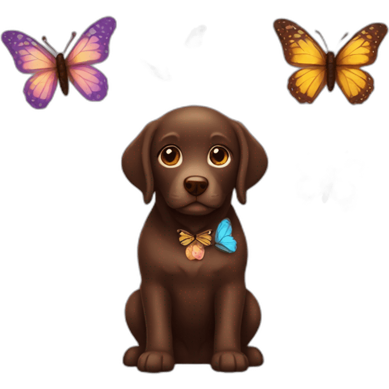 Chocolate labradador with magic butterfly emoji