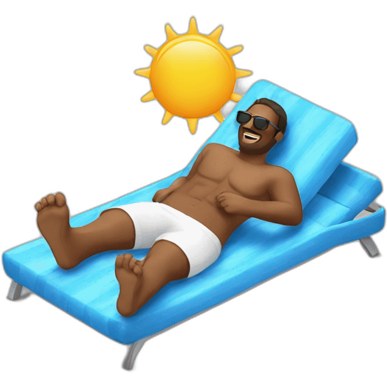 man laying in sunbed emoji