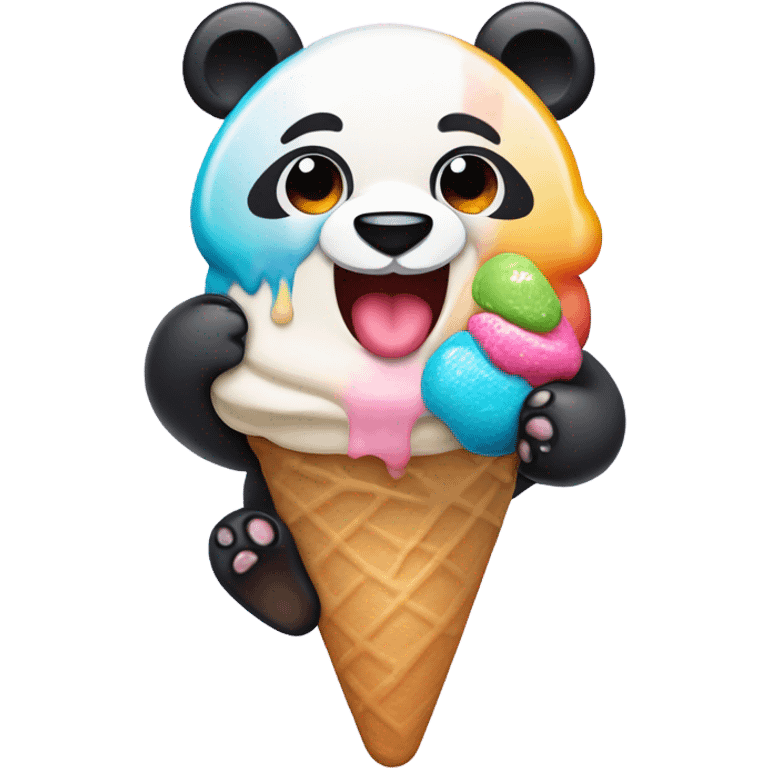 Panda eating ice cream emoji