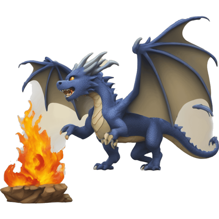 un dragon qui ce bat contre un lion qui crache du feu sur un loup emoji