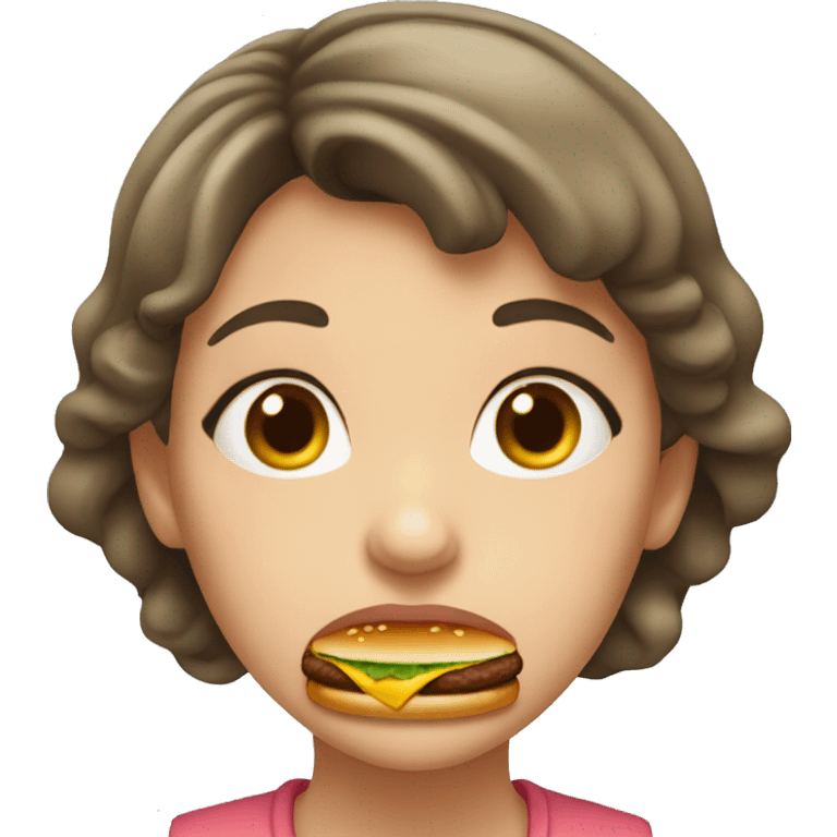 girl eating a lot of hamburgers emoji