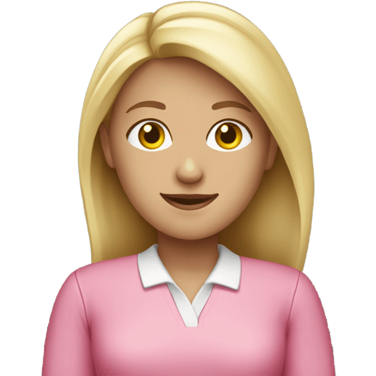 white female employee in pink clothes emoji