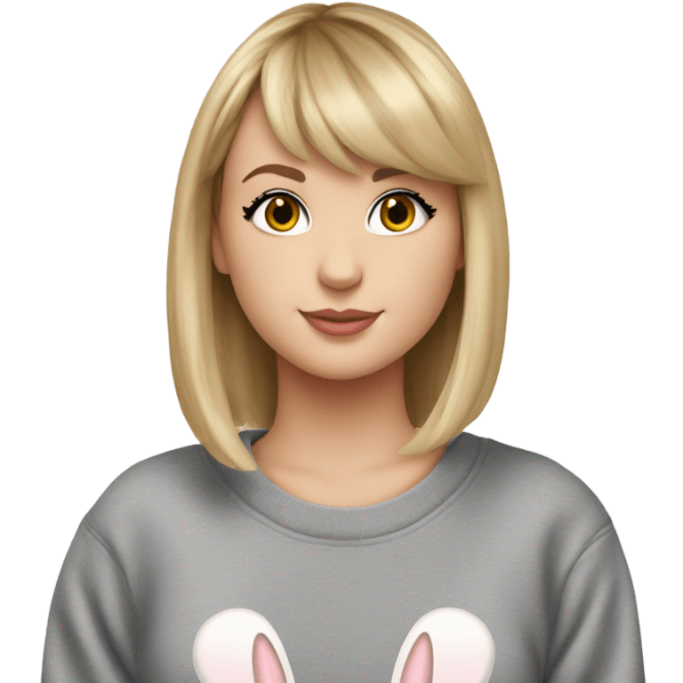 A cute bunny in a Taylor swift sweatshirt emoji