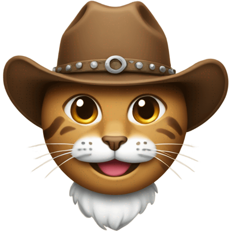 Cat smiling emoji wearing a cowboy hat emoji