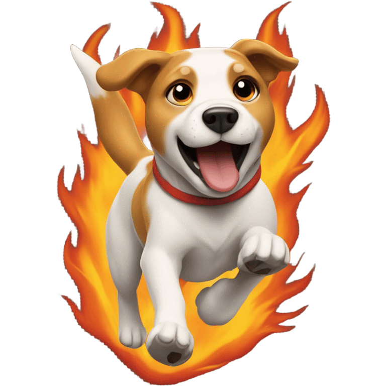 Dog running from fire emoji