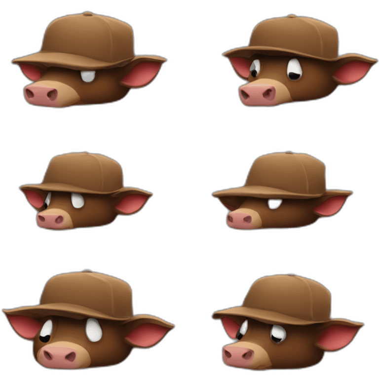 fullface brown boar tired of life with a black winter hat emoji