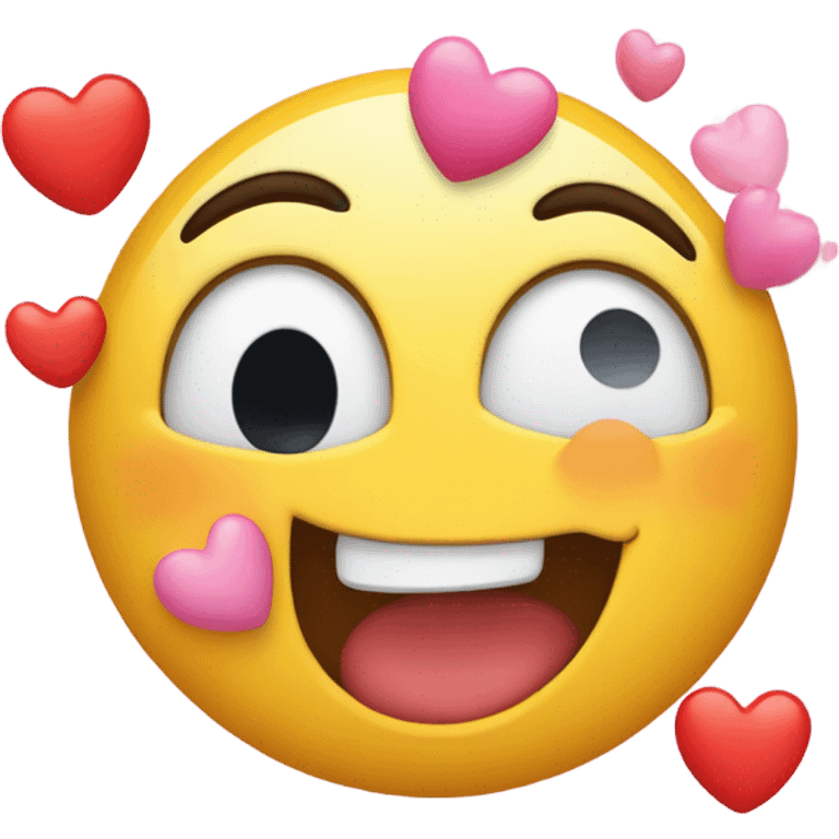 Emoji that’s sticking its tongue out blushing with hearts around it  emoji