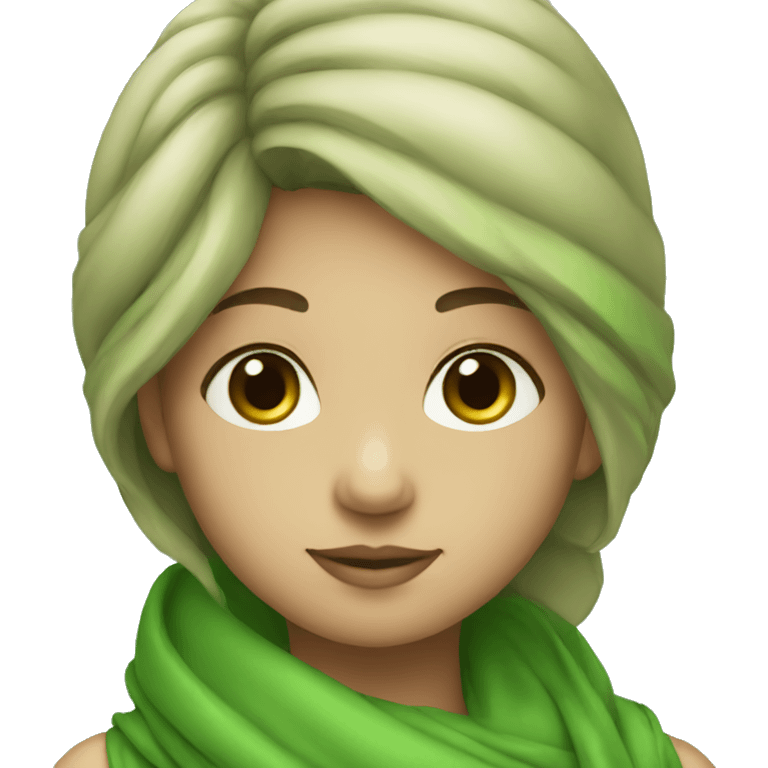 A girl with green scarf emoji