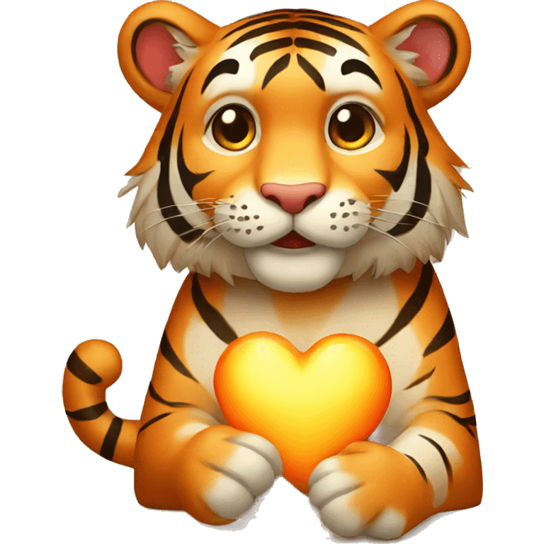 Tiger Holding Hearth emoji