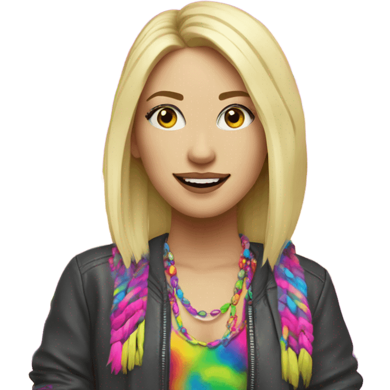 white girl, blonde hair, rave girl emoji