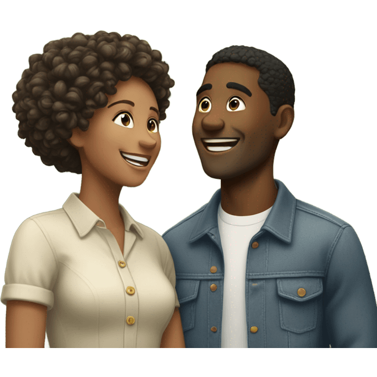 happy interracial couple outdoors emoji