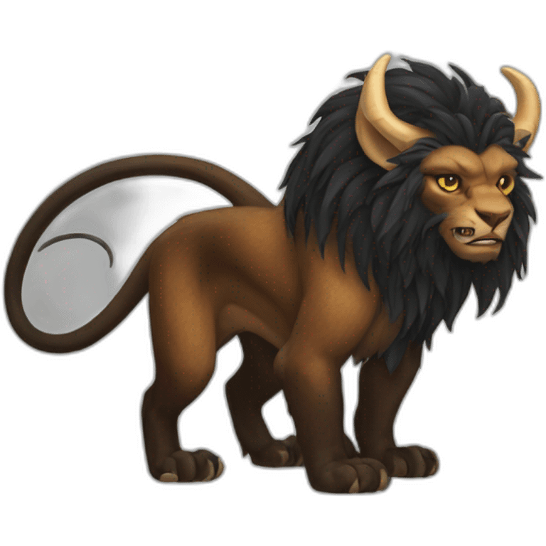 Manticore with black horns emoji