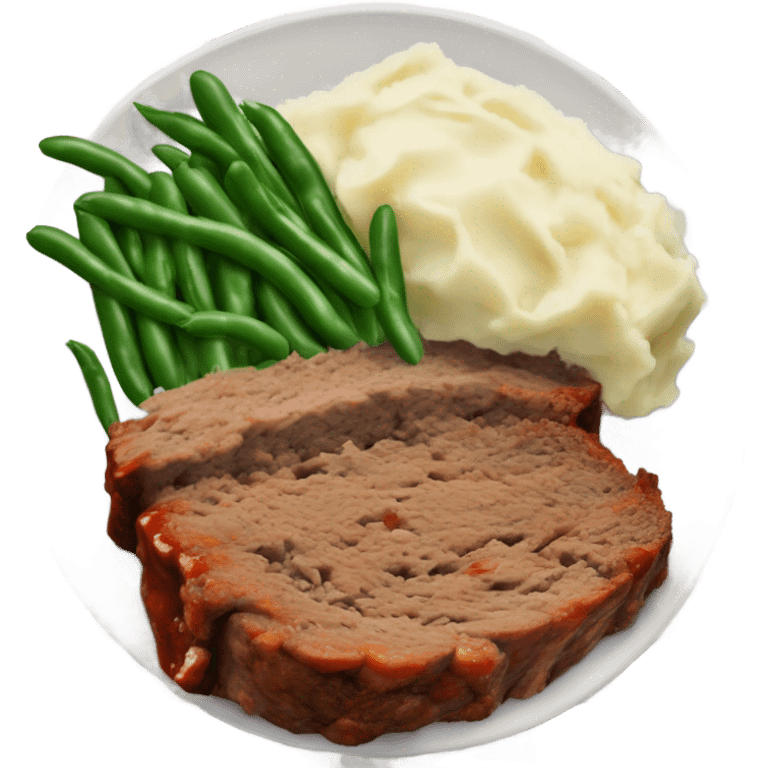 Meatloaf with mashed potatoes and green beans emoji