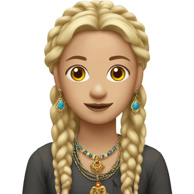 blonde girl with dreadlocks with jewelry in Nepal  emoji