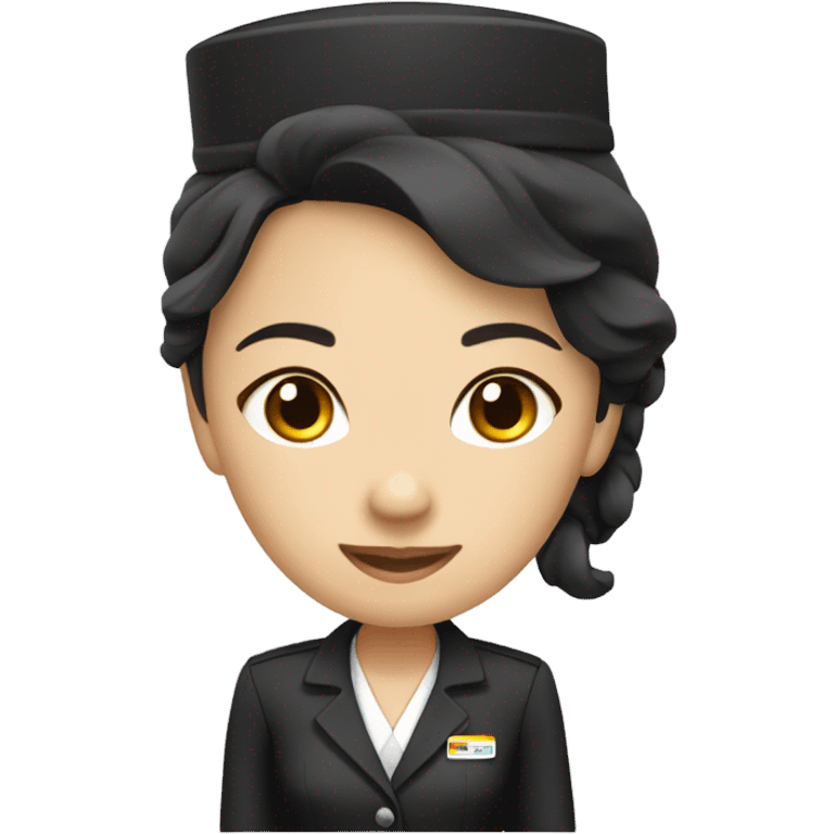 Black color uniform flight attendant Asian  emoji