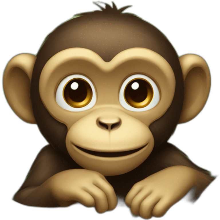 Illustrate a cute monkey covering its eyes with hands, set in a lush, animated jungle scene, adding an element of playful innocence. emoji