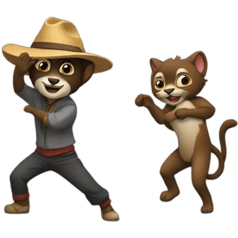 mapache y leon bailando emoji