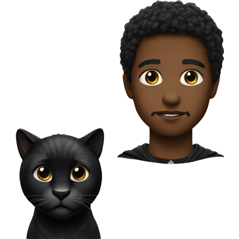 Big serious line next to a small young black panther  emoji