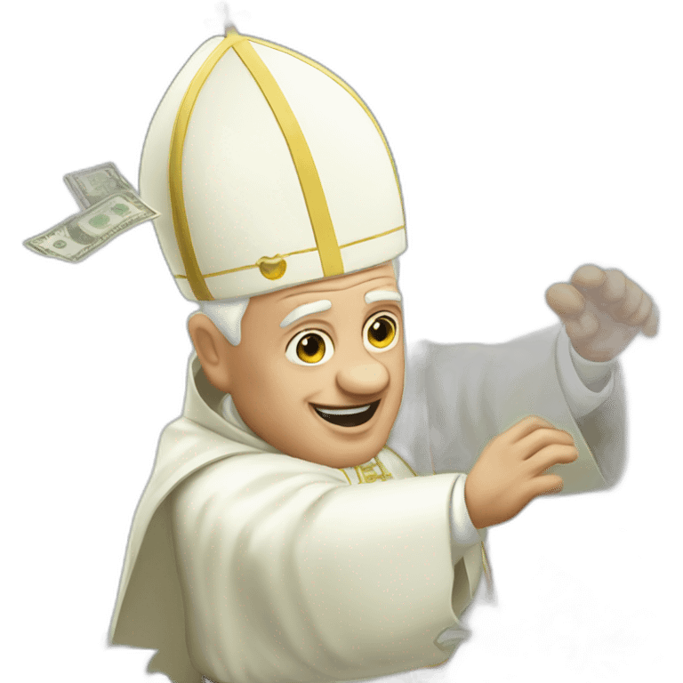 the pope throwing dollars emoji