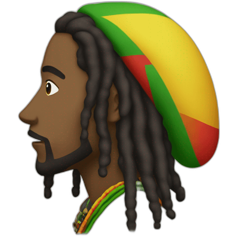 Rasta man in profile with peace hand emoji