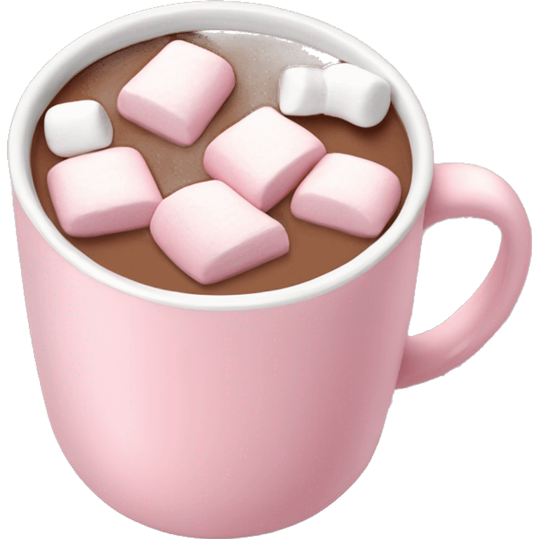 Light Pink mug of hot chocolate with marshmallows  emoji