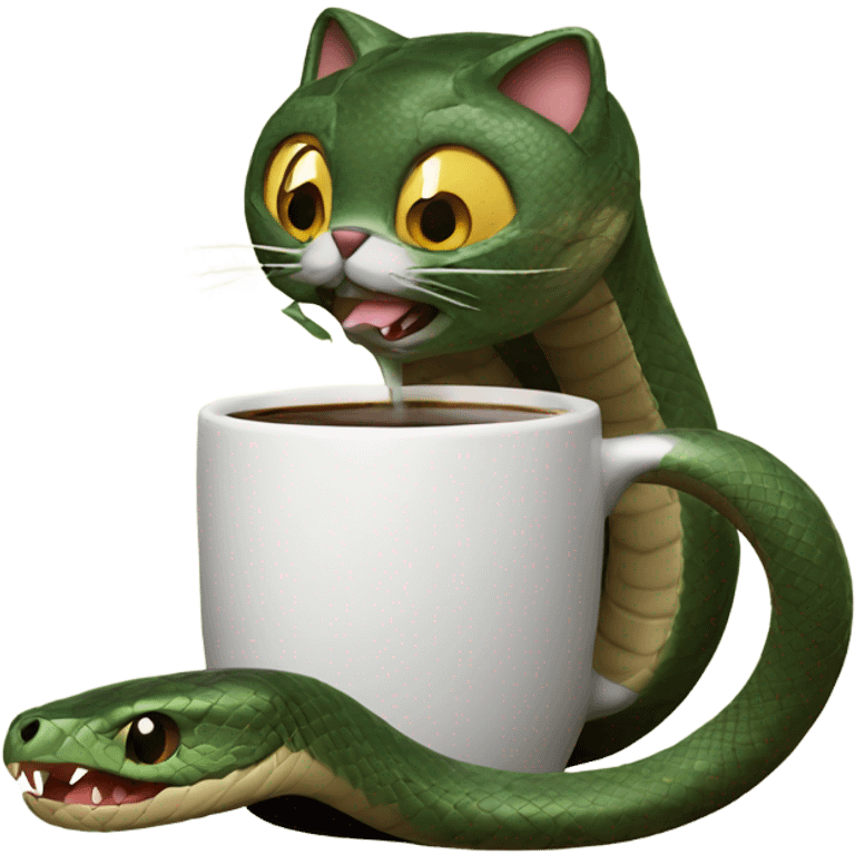 snake with cat drink coffee  emoji