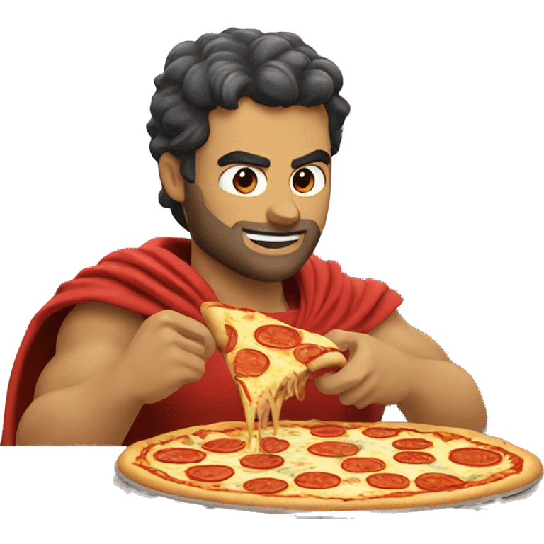 greek-italian superhero eating pizza emoji