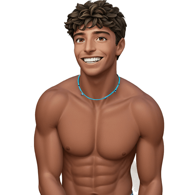 smiling topless guy outdoors emoji