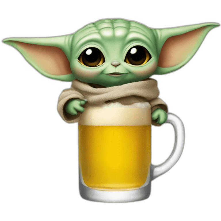 Baby yoda drink beer emoji