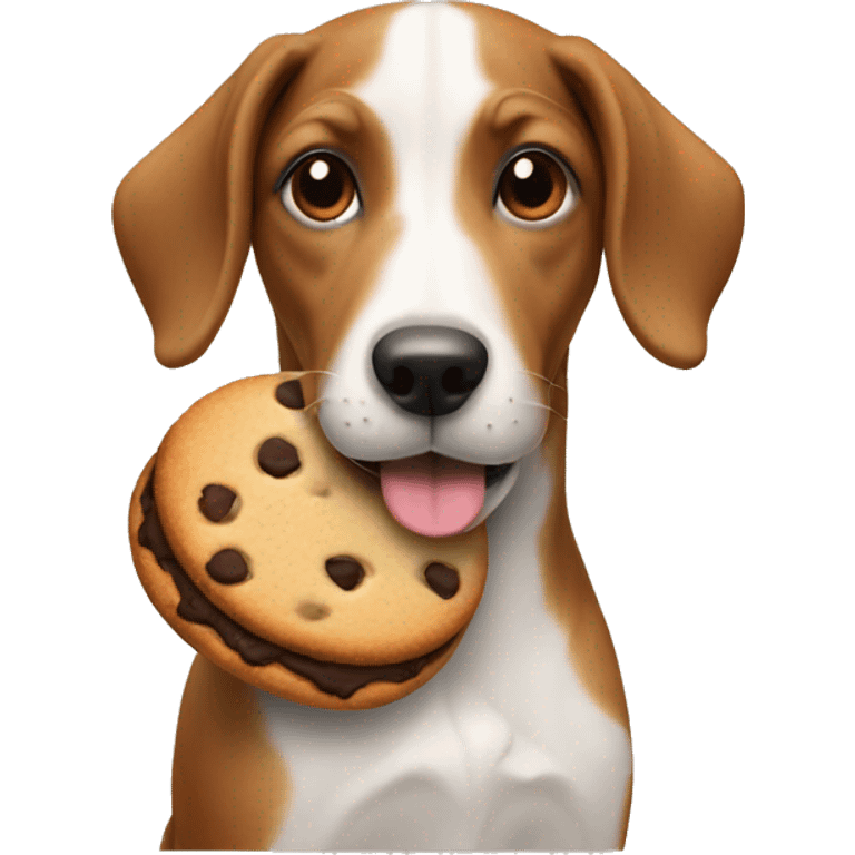 Dog wearing a cookie emoji