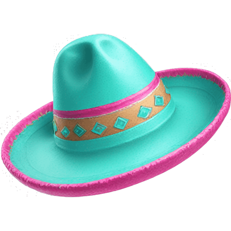 Realistic isolated pink and turquoise  sombrero  emoji