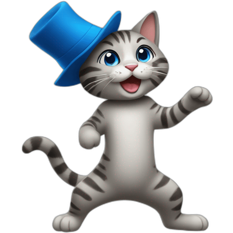 Cat dancing with blue hat emoji