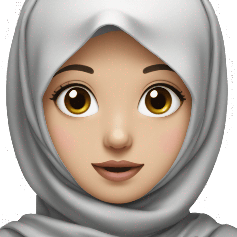 cute girl wearing black hijab with white colored skin and pink cheeks emoji