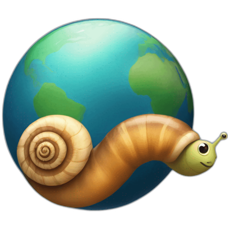 planet Earth with a cartoon pensive snail face emoji