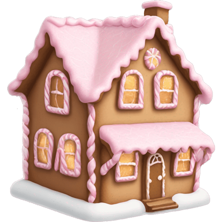 Cosy light pink gingerbread house  emoji