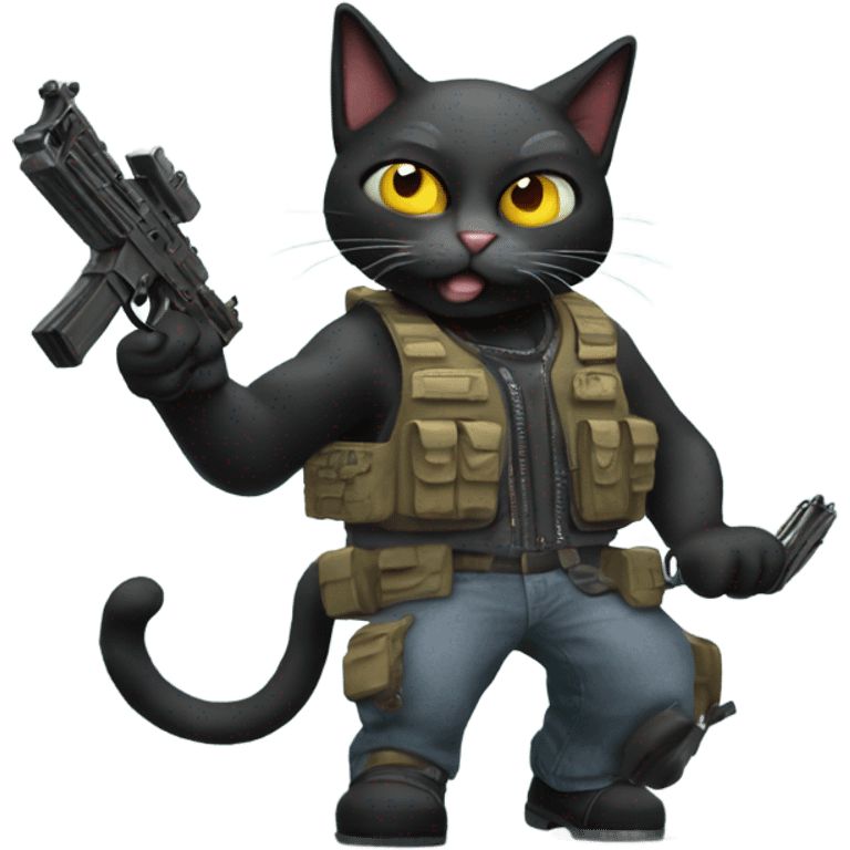 Crazy cat with machine guns emoji