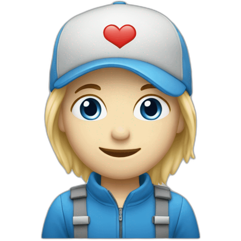 lots of love sign, blue cap, pale face emoji