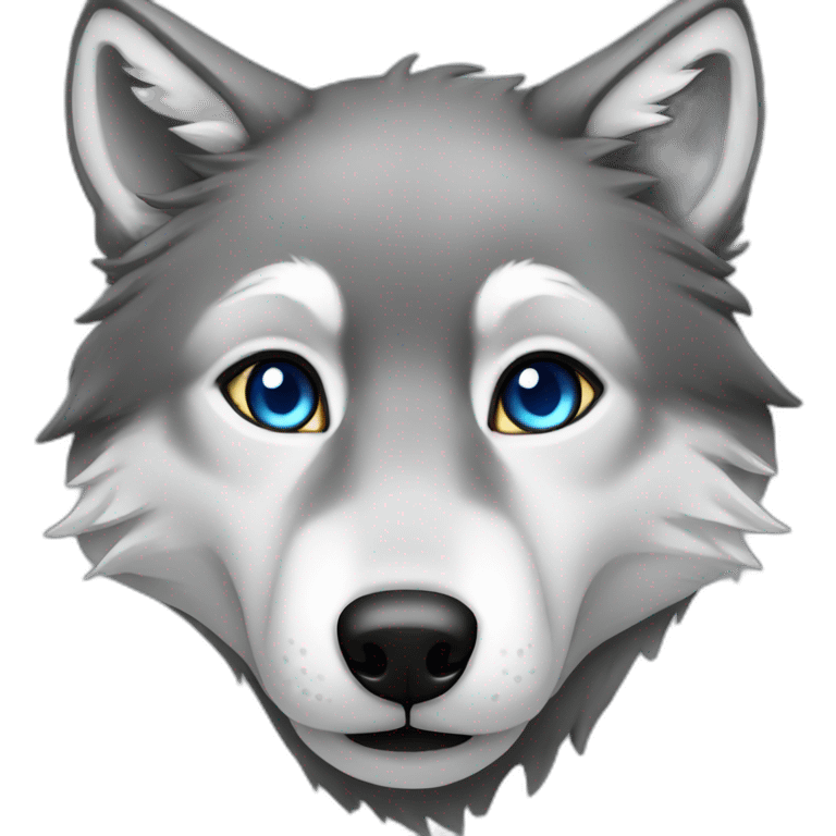 Female grey wolf blue eyes emoji